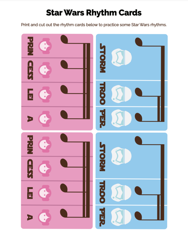 Star Wars Rhythm Cards Music Lesson